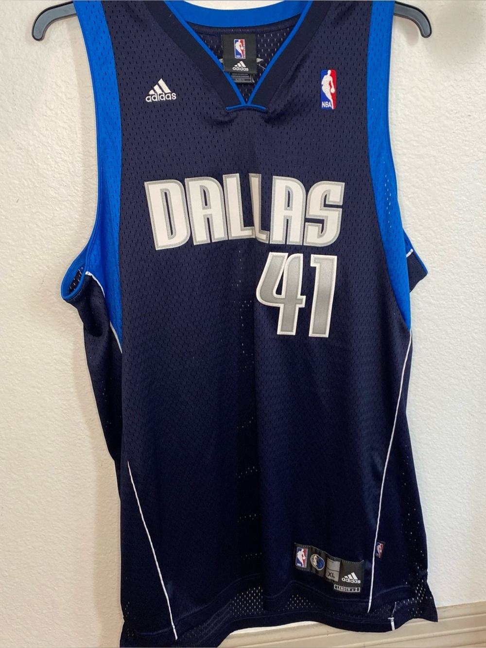 adidas Navy Blue and Bright Blue Dallas Basketball Jersey #41